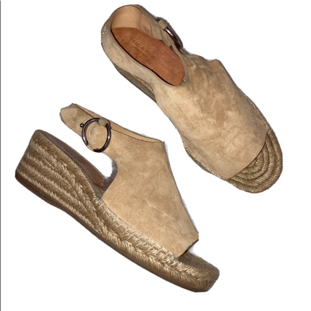 Tan Espadrille Wedge Sandals